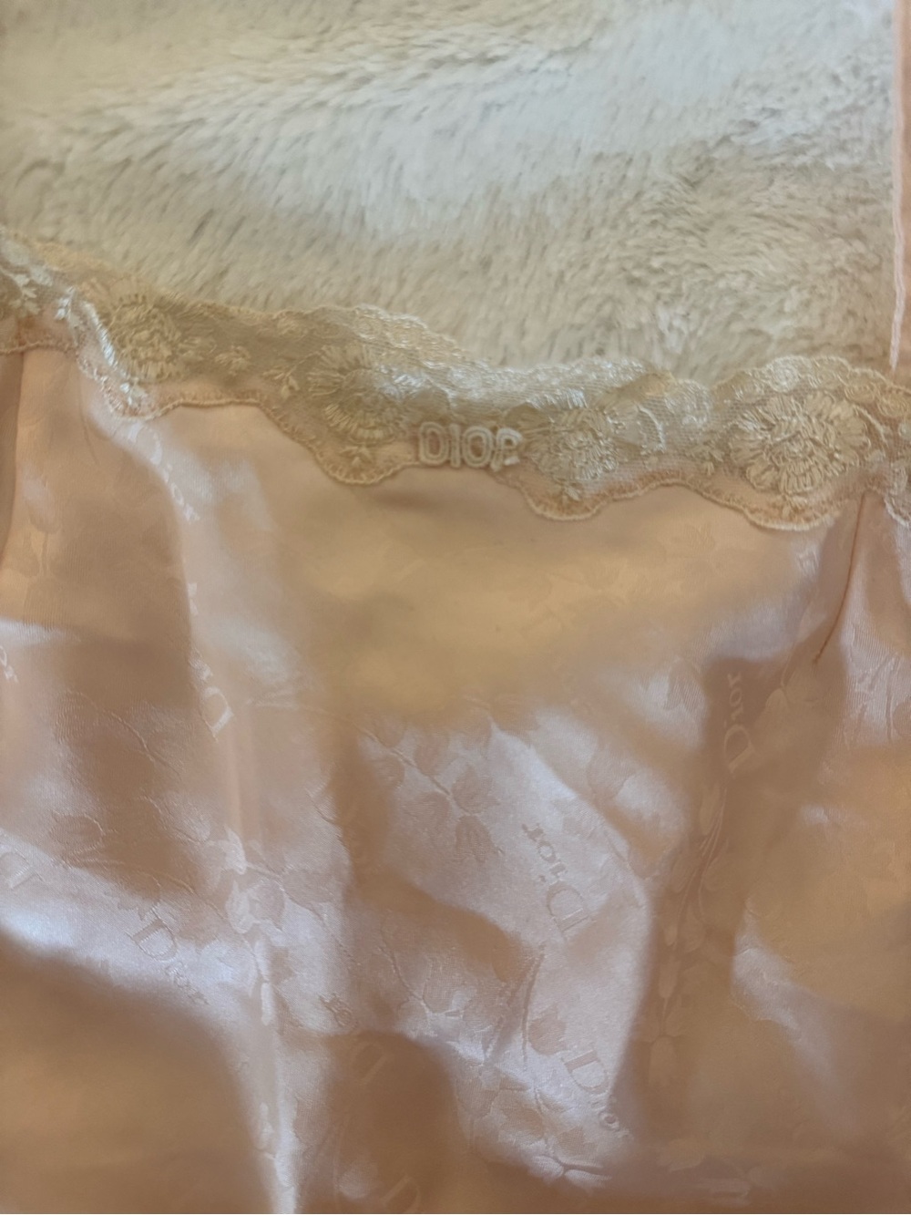 VERY RARE Dior Satin Lace tank in Light Pink with Cream Lace logo embellished - Picture 2 of 9
